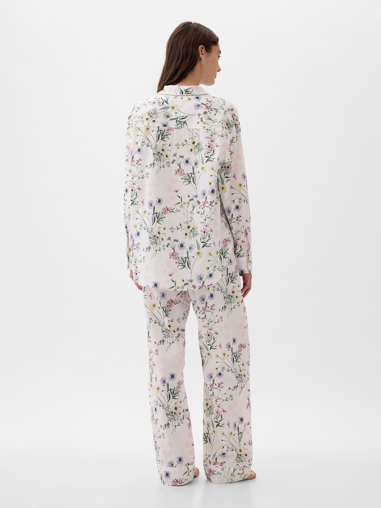 Gap White Floral Poplin Pyjama Long Sleeve Shirt - Image 2 of 3