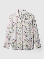 Gap White Floral Poplin Pyjama Long Sleeve Shirt - Image 3 of 3