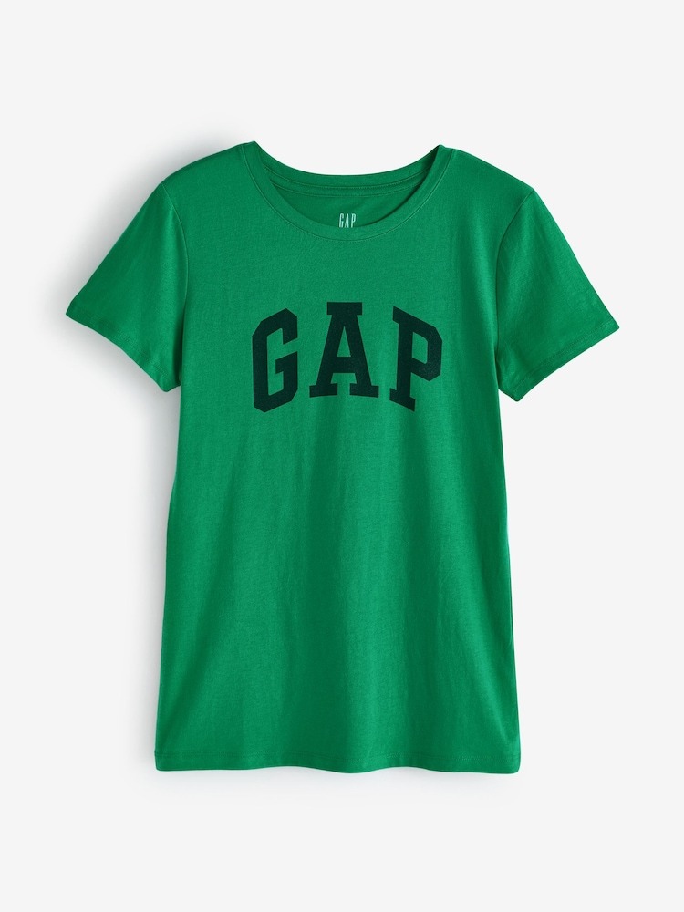 Grün, Logo - Gap T-Shirt aus Baumwolle mit Rundhalsausschnitt und Logo - Bild 1 von 3 Grün, Logo - Gap T-Shirt aus Baumwolle mit Rundhalsausschnitt und Logo - Bild 1 von 3