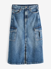 Gap Blue Cargo Denim Maxi Skirt - Image 4 of 8