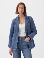 Gap Blue Denim Blazer - Image 1 of 5