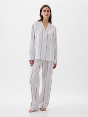 Gap Blue Stripe Poplin Pyjama Long Sleeve Shirt - Image 1 of 3