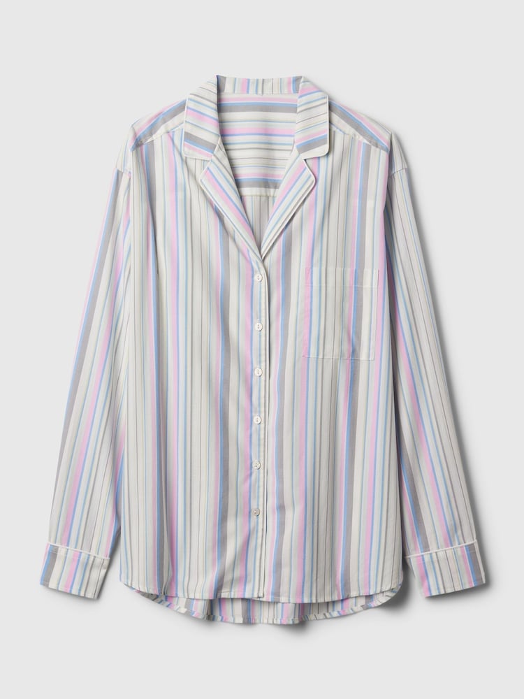 Gap Blue Stripe Poplin Pyjama Long Sleeve Shirt - Image 3 of 3