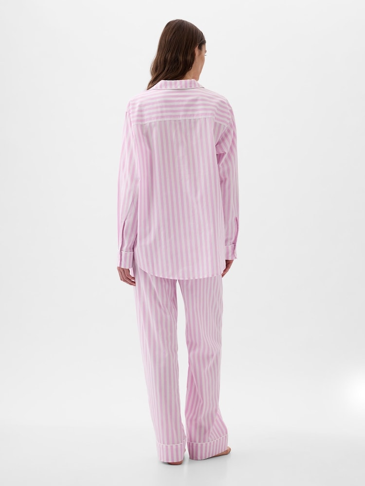 Gap Pink Stripe Poplin Pyjama Long Sleeve Shirt - Image 2 of 3