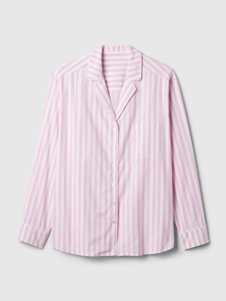 Gap Pink Stripe Poplin Pyjama Long Sleeve Shirt - Image 3 of 3