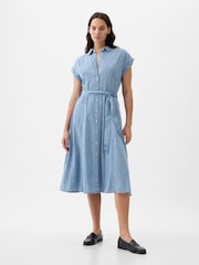 Gap Midi-Hemdkleid aus Denim mit Bindegürtel - Bild 1 von 5