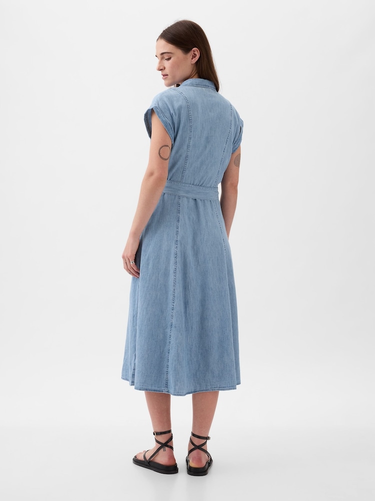 Gap Midi-Hemdkleid aus Denim mit Bindegürtel - Bild 2 von 5