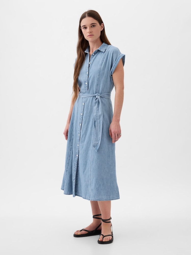 Gap Midi-Hemdkleid aus Denim mit Bindegürtel - Bild 5 von 5