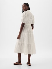 Gap White Eyelet Tie Waist Tiered Midi Dress - Image 2 of 5