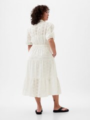 Gap White Eyelet Tie Waist Tiered Midi Dress - Image 5 of 5