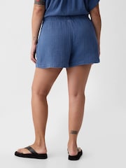 Gap Blue Crinkle Cotton Pull On Short - Image 2 of 9