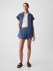 Gap Blue Crinkle Cotton Pull On Short - Image 4 of 9