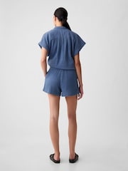 Gap Blue Crinkle Cotton Pull On Short - Image 5 of 9