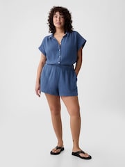 Gap Blue Crinkle Cotton Pull On Short - Image 6 of 9