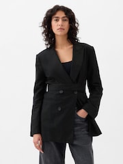 Gap Black Linen Cotton Belted Blazer - Image 3 of 4