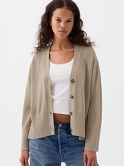 Neutral - Gap 24/7 Oversize-Strickjacke aus Leinenmischung mit geschlitztem Saum - Bild 1 von 2
