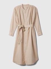 Gap Neutral Linen Blend Long Sleeve Shirt Dress - Image 5 of 5
