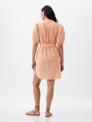 Gap Orange Linen Blend Short Puff Sleeve Mini Shirt Dress - Image 5 of 5
