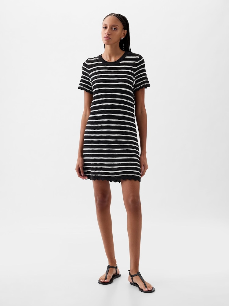 Gap Black/White Crochet Stripe Mini Dress - Image 3 of 3
