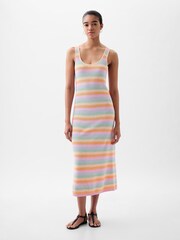Gap Orange Linen Cotton Sleeveless Scoop Neck Midi Dress - Image 3 of 4