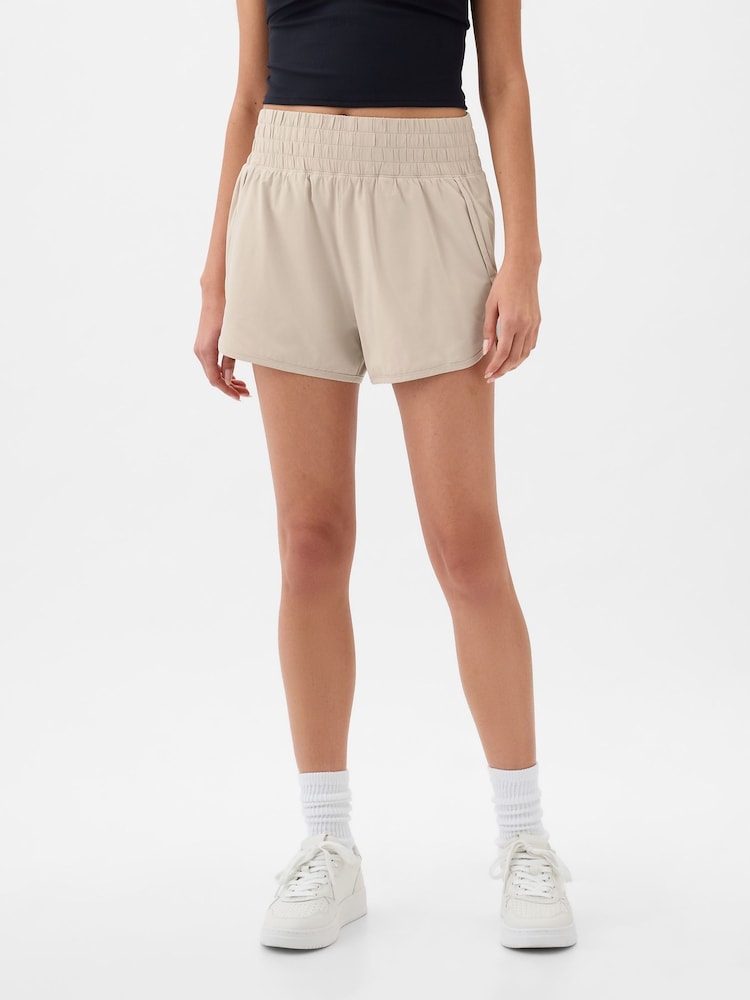 Gap Beige High Waisted Elasticated Running Shorts - Image 1 of 4
