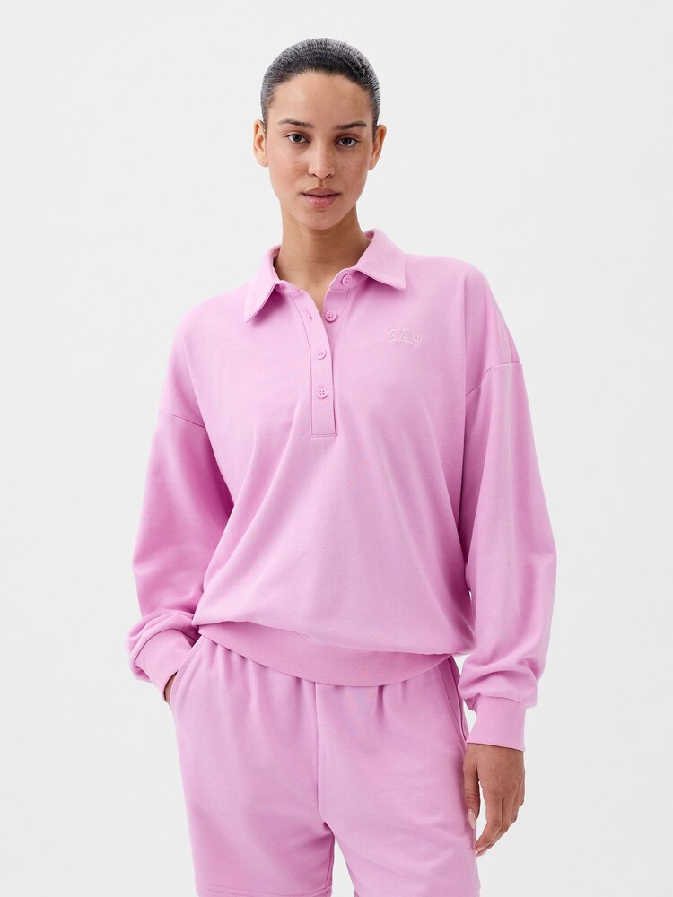 Gap Pink Logo Polo Sweatshirt - Image 1 of 3