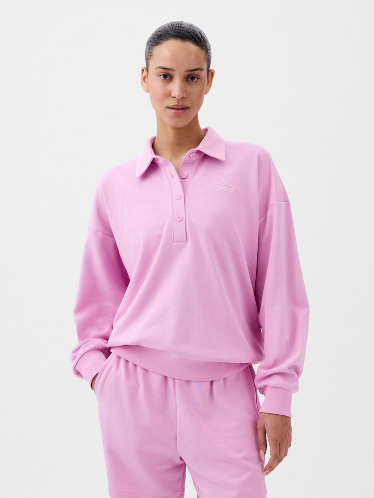 Gap Pink Logo Polo Sweatshirt - Image 1 of 3 Gap Pink Logo Polo Sweatshirt - Image 1 of 3