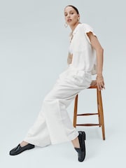 Gap White Linen-Blend Short Sleeve Cropped Shirt - Image 4 of 5