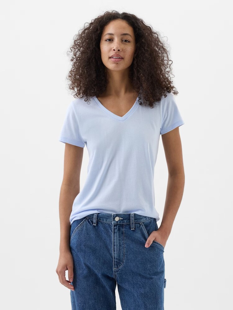 Gap Blue Short Sleeve V Neck T-Shirt - Image 1 of 1