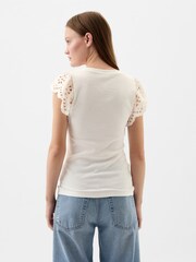 Weiß - Gap Weiches Strick-Top mit Ösen und Flatterärmeln - Bild 2 von 4