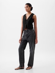 Gap Black Linen Cotton Waistcoat - Image 1 of 4
