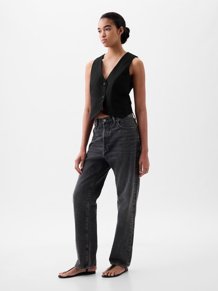 Gap Black Linen Cotton Waistcoat - Image 1 of 4