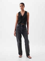 Gap Black Linen Cotton Waistcoat - Image 2 of 4