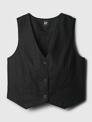 Gap Black Linen Cotton Waistcoat - Image 4 of 4