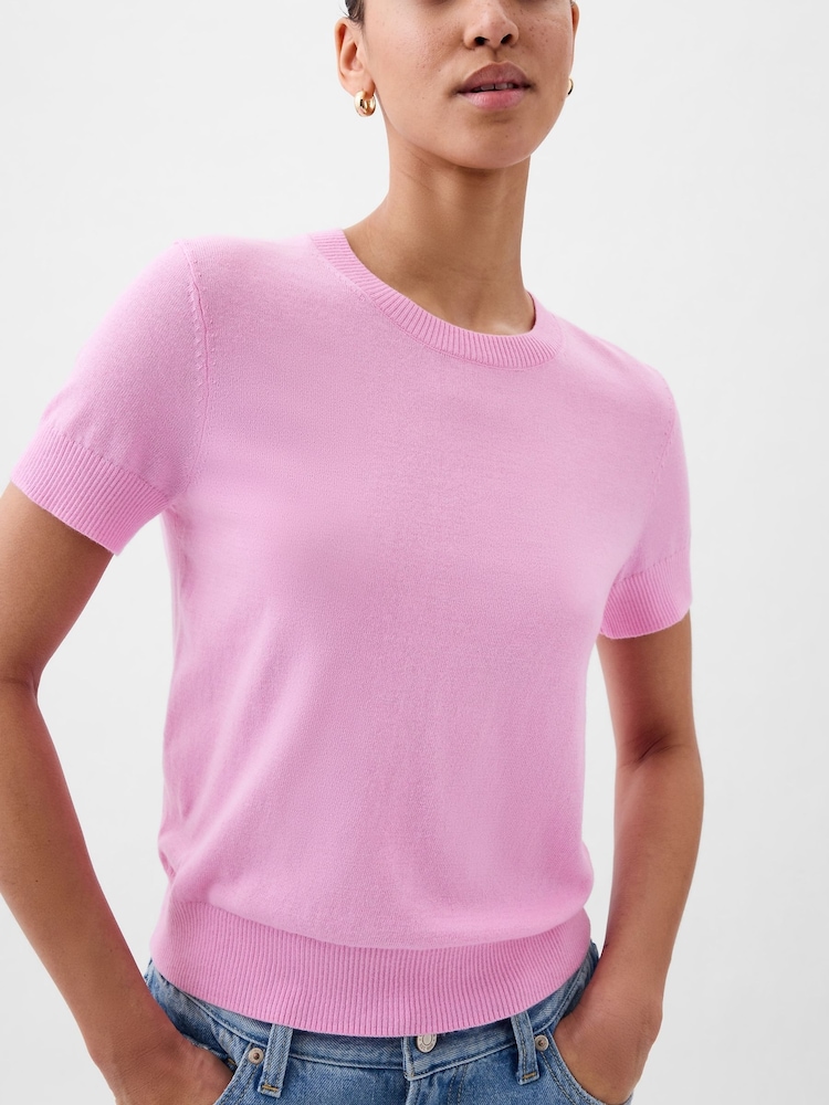 Rosa - Gap Cashsoft Leichter, kurzärmeliger Pullover - Bild 2 von 2