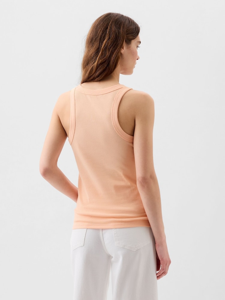 Gap Orange Ribbed Racer High Neck Vest Top - Image 2 of 2 Gap Orange Ribbed Racer High Neck Vest Top - Image 2 of 2