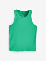 Gap Green Ribbed Racer High Neck Vest Top - Image 1 of 3