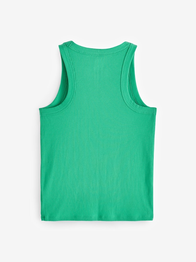 Gap Green Ribbed Racer High Neck Vest Top - Image 2 of 3