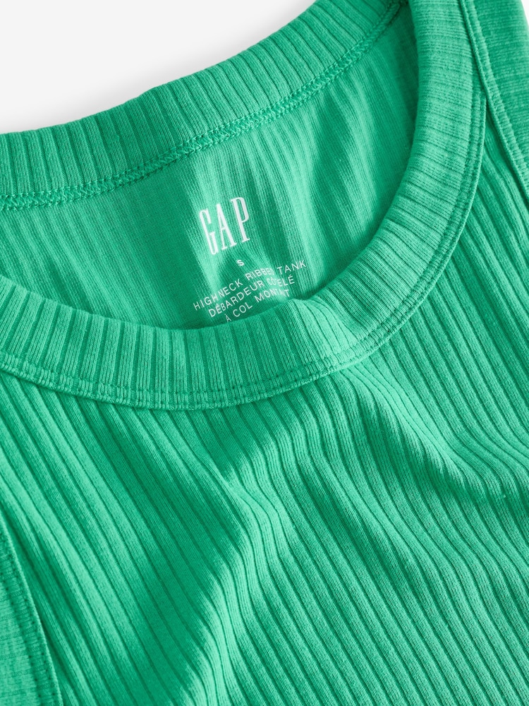 Gap Green Ribbed Racer High Neck Vest Top - Image 3 of 3 Gap Green Ribbed Racer High Neck Vest Top - Image 3 of 3