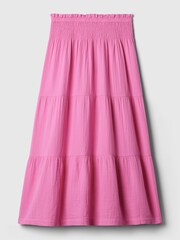 Gap Pink Crinkle Cotton Pull On Maxi Skirt - Image 4 of 5