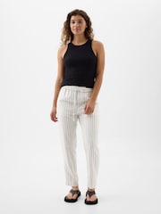 Gap Black/White Linen Cotton Pull On Taper Trousers - Image 1 of 2