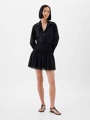 Gap Black Smocked Eyelet Mini Skirt - Image 1 of 4