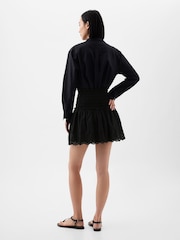 Gap Black Smocked Eyelet Mini Skirt - Image 2 of 4
