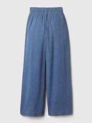 Gap Blue Crinkle Cotton Wide Leg Pull On Trouser - Image 7 of 8