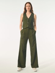 Gap Khaki Green Linen Cotton Waistcoat - Image 3 of 3