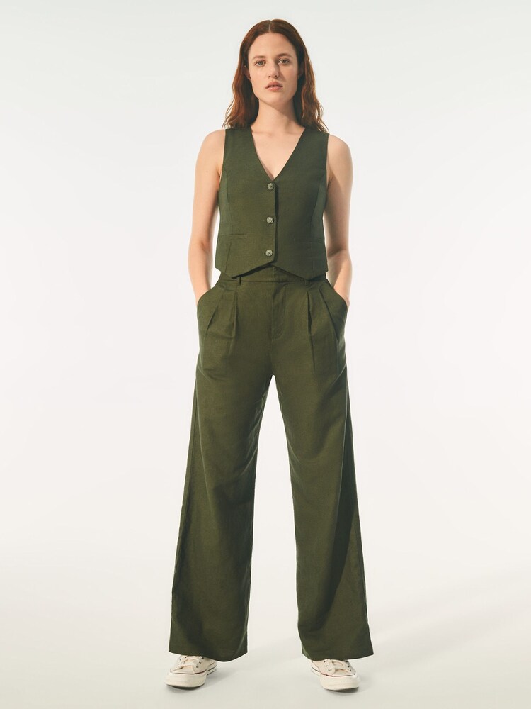 Gap Khaki Green Linen Cotton Waistcoat - Image 3 of 3 Gap Khaki Green Linen Cotton Waistcoat - Image 3 of 3