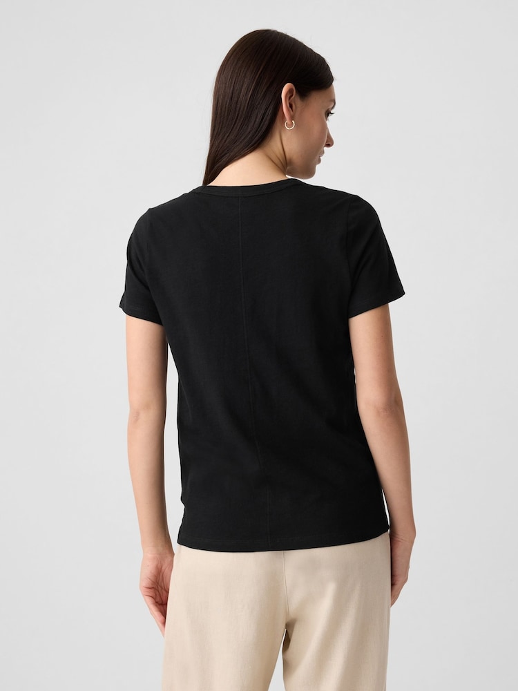 Gap Black Cotton Short Sleeve Crew Neck T-Shirt - Image 2 of 2 Gap Black Cotton Short Sleeve Crew Neck T-Shirt - Image 2 of 2