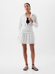 Gap White Smocked Eyelet Mini Skirt - Image 1 of 2