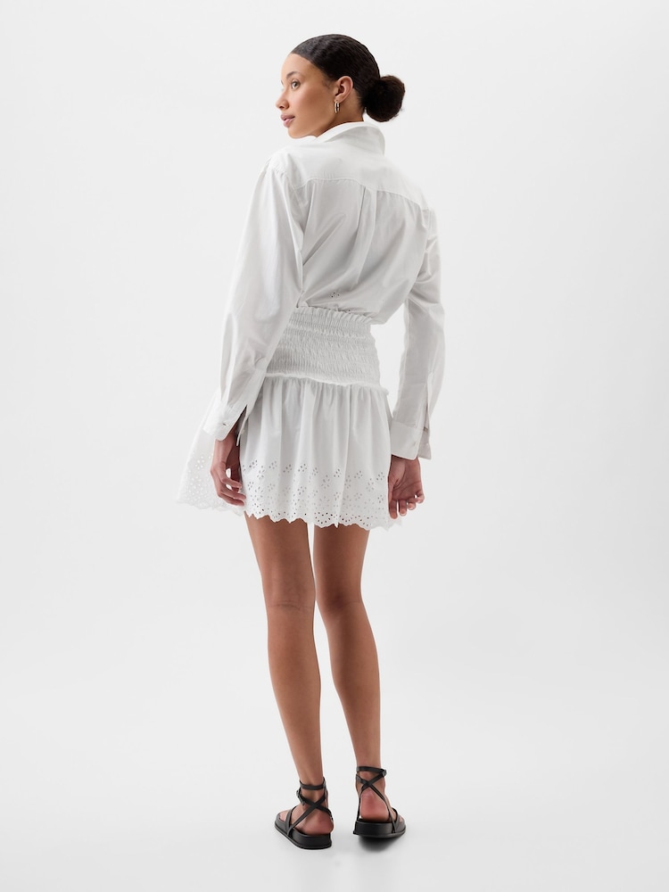 Gap White Smocked Eyelet Mini Skirt - Image 2 of 2