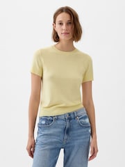 Gelb - Gap Cashsoft Leichter, kurzärmeliger Pullover - Bild 1 von 2